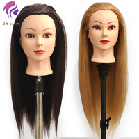 Nouvelle Arrivée Tête de Mannequin d'Entraînement pour Coiffure, Cheveux Longs 100% Synthétiques Yaki Lisses, pour Tressage