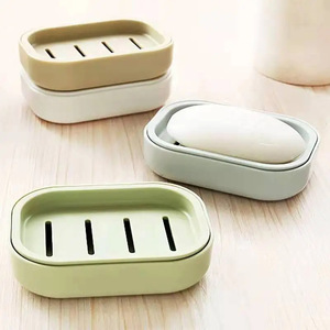 Japanese Style Double Layer Draining Soap Dish Plastic Rectangular With Lid Medium Size Bathroom Soap Holder - Product Image 2