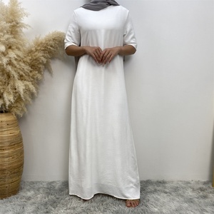 Muslim Women's Summer Spring Casual Short Sleeve Slip Abaya <b>Dress</b> Polyester Breathable Lightweight 9 Colors Available for Daily - Product Image 4