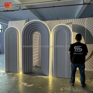 LEDA Custom Led Wedding Stage Backdrop Multi-layer Circular Arch Large Party <b>Acrylic</b> Backdrop Detachable - Product Image 2