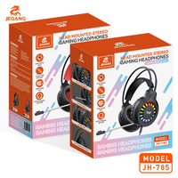 Headset Gaming Berkabel Over Ear, Headphone Gaming Lampu RGB Pelangi dengan Mikrofon Omnidirectional untuk PC, Notebook