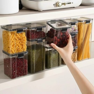 Airtight Transparent <b>Storage</b> Jars Rectangle <b>Stackable</b> Food <b>Container</b> For Grain Cereal Snack Dried Fruit Spice Kitchen Use - Product Image 1