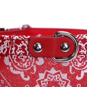 Collar Duradero para Perro con Pañuelo <span class=keywords><strong>de</strong></span> Cuero PU con Estampado Paisley, Pañuelo Triangular Ajustable para Cachorros y Perros Pequeños y Medianos - Product Image 4