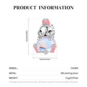 Seri Pelukan Hewan Kelinci Tupai Anjing Charm <span class=keywords><strong>Pendant</strong></span> 925 Sterling <span class=keywords><strong>Silver</strong></span> Moonstone Bead Fit Wanita Perhiasan Charm Gelang - Product Image 4