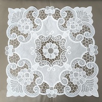 Applique en dentelle de polyester soluble dans l'eau, carrée blanche, broderie florale ajourée vintage, à coudre, 30cm 40cm, pour napperon/table/robe