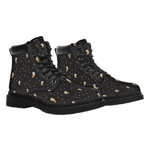 Botas Martin Personalizadas al por Mayor, Botines de Moda con Cordones y Estampado de Fantasma de Halloween, Botas de Plataforma con Tacón Grueso de Cuero - Product Image 2