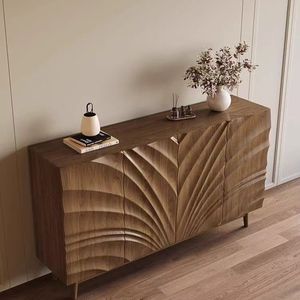 Orta Yüzyıl Modern Ahşap Saklama Dolabı Çok Amaçlı Oymalı Dekoratif Oturma Odası Yatak Odası Mobilyası 6 Raflı Özelleştirilebilir - Product Image 2