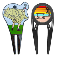 Accessoires de Golf en Métal Alliage de Zinc Acier Inoxydable Fer Outil de Divot de Golf Réparation Fourche Marqueur de Balle Porte-Cigare Vente en Gros