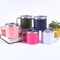 Mug de voyage personnalisé avec logo, avec couvercle, mug à café avec poignée, gravure au laser, impression UV, design classique pour le camping, 12/14/16/24 oz