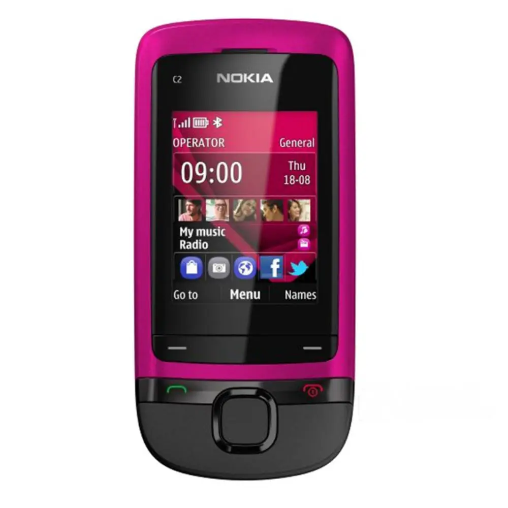 도매 NokiaC205 쿼드 밴드 GSM 비 스마트 핸드폰 블루투스 모바일 음악 기능 시니어 학생 슬라이더 휴대 전화