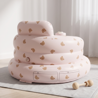 Siège d'apprentissage gonflable en PVC pour bébé, design tête d'ours, chaise d'apprentissage portable pour manger, pour 3-30 mois, utilisation intérieure/extérieure