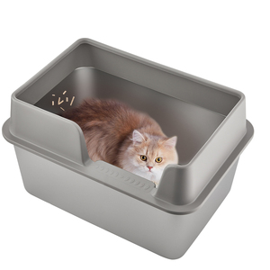 Edelstahl-Katzentoilette mit hohem Rand, Geruchs- und Fleckenabweisend, Rostfrei, Antihaftbeschichtete Glatte Oberfläche für Katzen und Kaninchen - Product Image 2