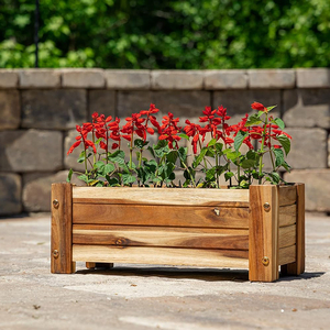 Lit de jardin surélevé Rectangle boîte à fleurs en bois lit de plantation extérieur pour fleur végétale boîte à fleurs en bois décoration de jardin - Product Image 4