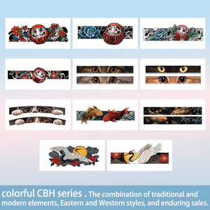 Tatuaggi temporanei colorati adesivo <span class=keywords><strong>gatto</strong></span> Daruma bambola rosso-coronato gru asiatico tradizionale bracciale impermeabile per la gamba del braccio - Product Image 6