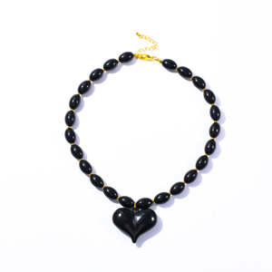 Collana con Ciondolo a Cuore Grande <span class=keywords><strong>in</strong></span> <span class=keywords><strong>Resina</strong></span> Colorata, Gioiello Semplice e alla Moda <span class=keywords><strong>in</strong></span> Acciaio Inossidabile per Donne - Product Image 4