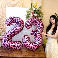 Ballon chiffre 40 pouces imprimé léopard rose, thème zoo guépard, pour anniversaire de fille, safari, jungle, animaux, enterrement de vie de jeune fille, fournitures de décoration