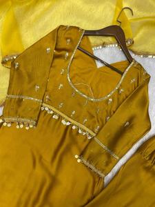 Traditional Indian Designer Ethnic <b>Wardrobe</b> Kurtis Pant With Dupatta Set Latest Collection <b>Mirror</b> Work for Womens and Girls - Product Image 3