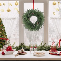 Guirlande de Noël artificielle en aiguilles de pin vertes, 60 cm, en plastique, pour la décoration de Noël à la maison – Offre Spéciale