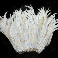 Plumes de coq blanches enfilées de 10 à 18 pouces, plumes naturelles pour la fabrication de chapeaux, éventails, artisanat, arrangements floraux de mariage, décoration