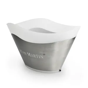 Stainless steel double walled ice buckets insulated heavy steel metal deluxe wine champagne vodka led ice bucket