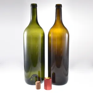 Bouteille de vin en verre vert foncé, grand contenant avec couvercle en liège, de 3 litres de 5 litres