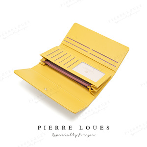 Pierre Loues Women's Long Wallet 7 Inch <b>Large</b> Capacity Solid Color Clutch With Rhinestone Logo For Everyday Use - Product Image 3