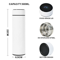 Bouteille d'eau intelligente en acier inoxydable avec affichage de la température, logo personnalisé, 500 ml, écologique, cadeaux pour le bureau et le camping