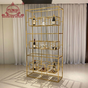 Restaurant Wedding Modern Stainless Steel & Glass Decorative Frame Wine Rack Display for Home Hotel & Outdoor Use - Product Image 2