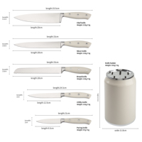 Support de rangement pour couteaux de cuisine en acier inoxydable épaissi à un seul niveau, support rotatif pour couteaux en plastique, insert pour le rangement de la vaisselle