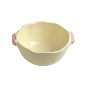 ชามเซรามิกสองหูจับ ดีไซน์สีสันตัดกัน น่ารัก สำหรับใส่ข้าวโอ๊ต โยเกิร์ต ซีเรียล ผลไม้ ของหวาน ใช้ในบ้าน - Product Image 3