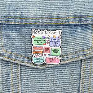 Broches en émail « Note à moi-même » Motivation Santé mentale Vous pouvez dire non Broche en gros - Product Image 1