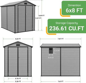 Double Door Waterproof Weather Resistant Garden HDPE Kit-Perfect to Store Shed Plastic Storage House Cabinet Box WIth Shelf - Product Image 3