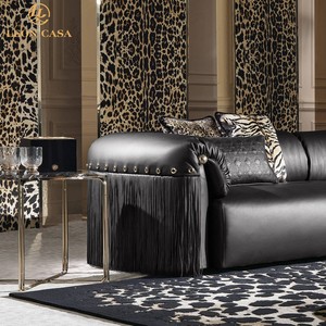 Sofá modular de cuero profundo y ancho cómodo Chateau <span class=keywords><strong>Dax</strong></span> <span class=keywords><strong>Furniture</strong></span> Avenue, sofá Seccional de cuero negro grande de lujo - Product Image 4