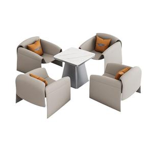 Sillón de Cuero Contemporáneo con Mesa de Centro para Cafetería, Restaurante, Área de Salón, Diseño Moderno, Relleno de Espuma de Alta Elasticidad - Product Image 5