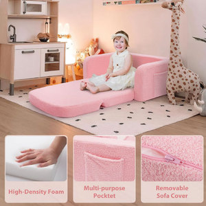 Children's Folding <b>Sofa</b> Bed With Removable Washable Cover Convertible Foam Seat For <b>Kids</b> Square Design - Product Image 4