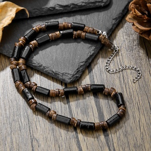 Kalung Rantai Manik-manik Kayu Bohemian <span class=keywords><strong>Retro</strong></span> Pria Perhiasan Sederhana Mode Musim Panas Pesta Pantai Aksesoris Hadiah - Product Image 4
