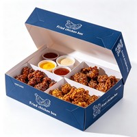 Boîte à poulet frit personnalisée avec impression, avec compartiment à sauce, de haute qualité, pour plats à emporter, résistante à la graisse, pour poulet et noix