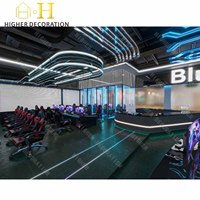 Layanan Desain Interior Set Meja dan Kursi Kafe Internet Komersial Kustom, Desain Furnitur Gaming LED Kustom