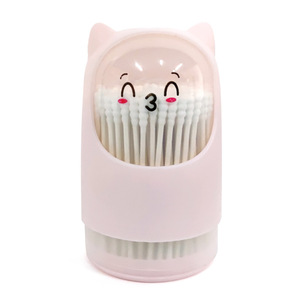 <span class=keywords><strong>Coton</strong></span>-tiges pour bébé dans une boîte rotative en forme d'ours mignon. Ces cotons-tiges sont de style dessin animé, jetables et à double extrémité. - Product Image 4