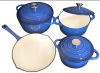 Batterie de cuisine antiadhésive en fonte émaillée de 25 cm poêle à frire 20/22/24 cm marmite à soupe ronde en fonte émaillée de 7 pièces, meilleure vente