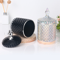 Contenedor de vidrio vacío para fabricación de aroma de velas, frascos de vela de vidrio iridiscente de 16 oz con tapa a granel