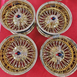 Jantes à rayons dorées de 13 pouces, 72 rayons croisés, style Lowrider - Product Image 3