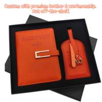 Ensemble cadeau de voyage : porte-passeport, étiquettes de bagages, porte-cartes d'embarquement, étiquettes d'identification anti-perte, logo personnalisé imprimé en sérigraphie, cadeaux
