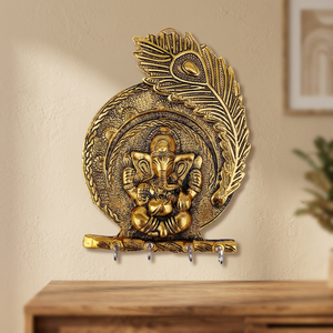 Décoration murale Ganesh avec porte-clés en métal, fer et plastique pour la décoration du salon ou l'organisation de la garde-robe - Product Image 4