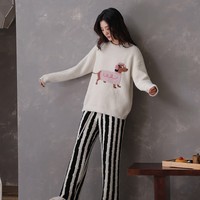Nouvelle Arrivée Hiver – Pyjama Coréen Doux et Moelleux à Motif Chien Saucisse, en Polaire Simple Face, Col Épais, pour Intérieur/Extérieur