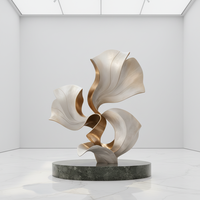 Sculpture d'anneau de jardin personnalisée en acier inoxydable de haute qualité, finition miroir polie, moderne et élégante, grande taille, sur mesure