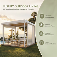 Pergola bioclimatique motorisée en aluminium, étanche, à lames orientables, revêtement poudré, auvent de jardin