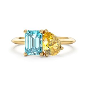 Anillos de Piedras Preciosas Personalizados Gemnel, Estilo Hailey, Reciclados, S925, con <span class=keywords><strong>Topacio</strong></span> <span class=keywords><strong>Azul</strong></span> y Citrino Dorado, Nueva Tendencia - Product Image 1