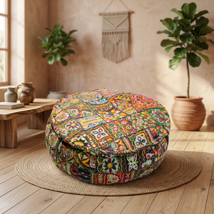 2021 New Arrival Vintage Embroidery Pouf Traditional Modern Home Furniture <b>Storage</b> Bedroom Living Room Hotel FloorVase Fabric - Product Image 3
