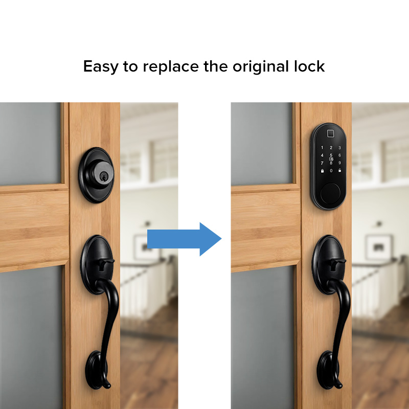 Automatic Keyless WiFi BLE APP Electronic Digital Classic Smart Lock with Touch-Screen Keypad Deadbolt